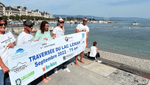 Préambules, soutient Loïs lors de sa traversée du Lac Leman à la nage